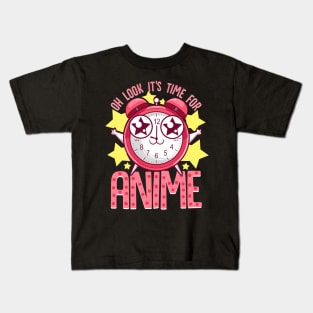 Oh Look It's Time For Anime Funny Kawaii Clock Kids T-Shirt